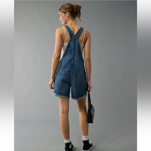 American Eagle Baggy Denim Short Overall - Picture 2 of 2